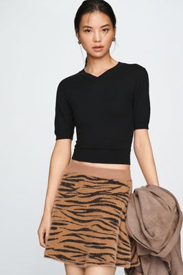 By Anthropologie Animal Print Sweater Skirt