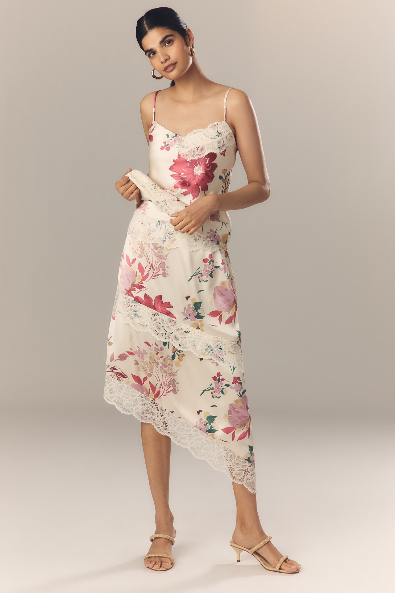 Elliatt Rosalina Asymmetric Satin Midi Skirt