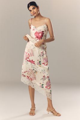 Elliatt Rosalina Asymmetric Satin Midi Skirt