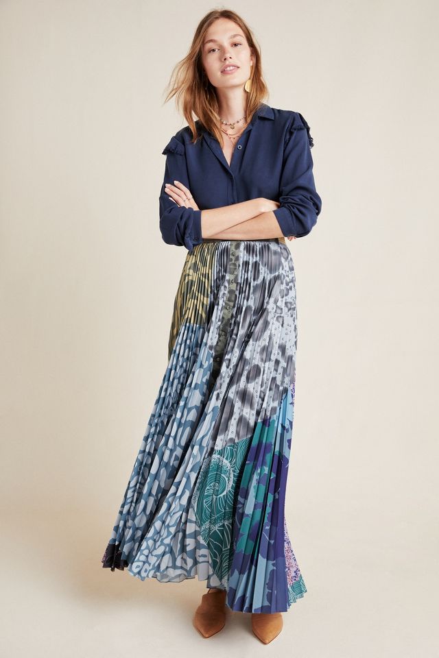 Neruda Pleated Maxi Skirt | Anthropologie