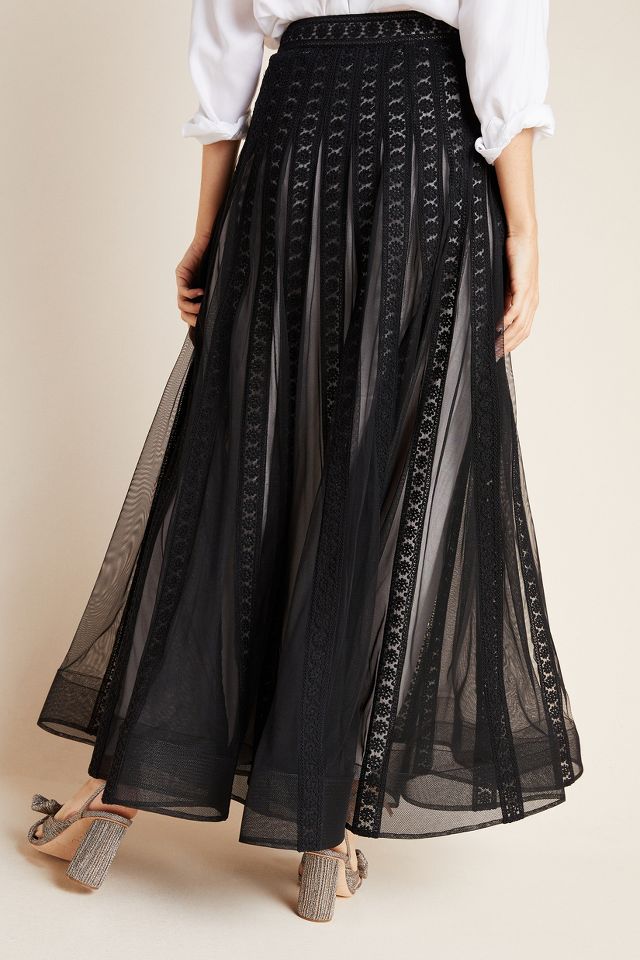 Trisha embroidered 2025 tulle maxi skirt