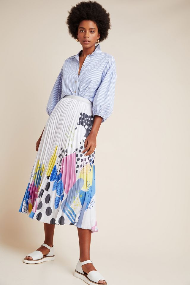 Geometric Pleated Midi Skirt | Anthropologie UK