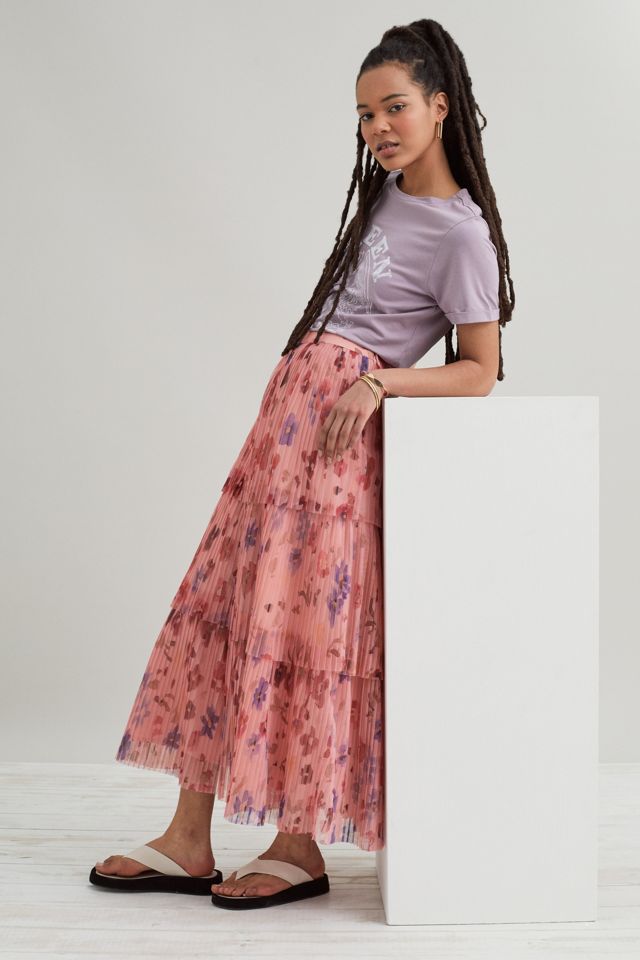 Tomasa Pleated Tulle Midi Skirt #8