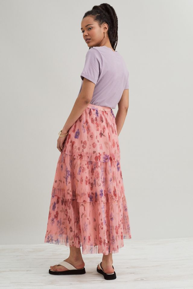 Anthropologie pink tulle skirt hotsell