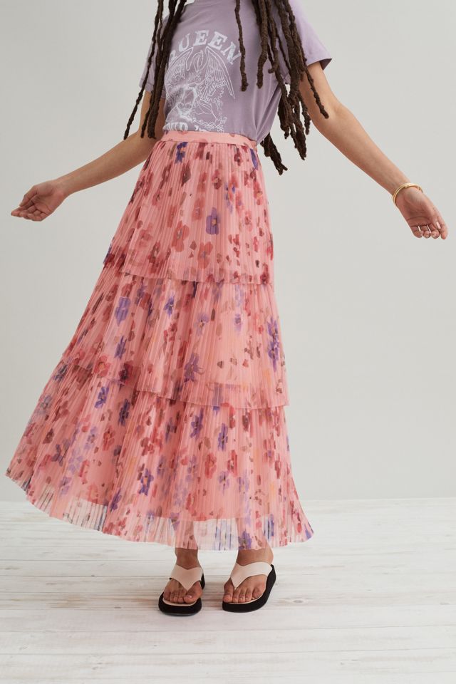 Tomasa Pleated Tulle Midi Skirt #10
