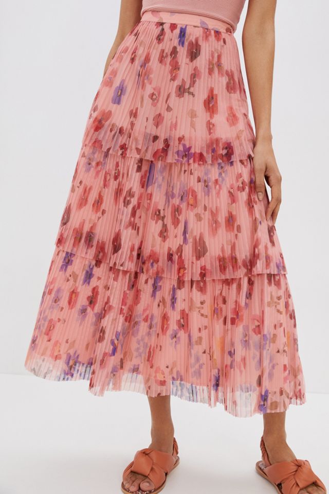 Tomasa Pleated Tulle Midi Skirt #1