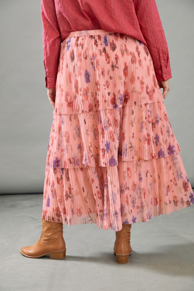 Tomasa Pleated Tulle Midi Skirt #6