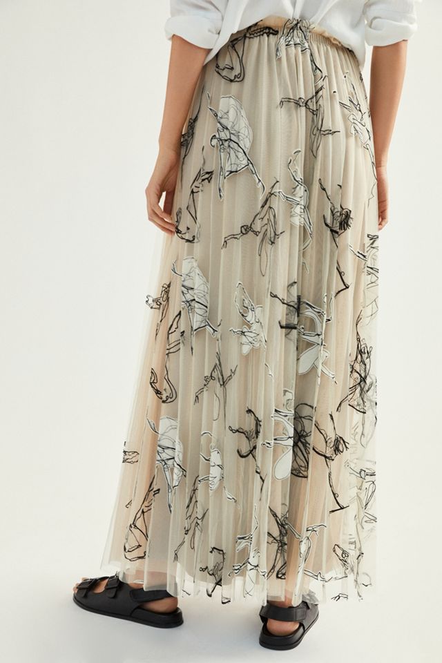 Georgette Pleated Tulle Maxi Skirt | Anthropologie
