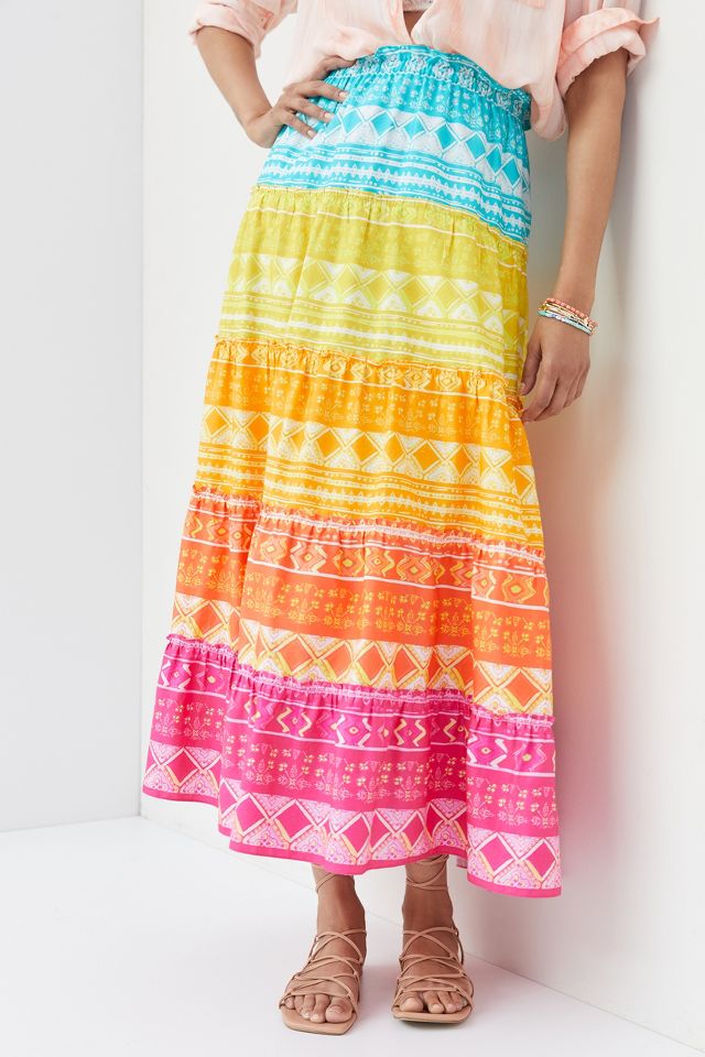 Rainbow Tiered Maxi Skirt Anthropologie