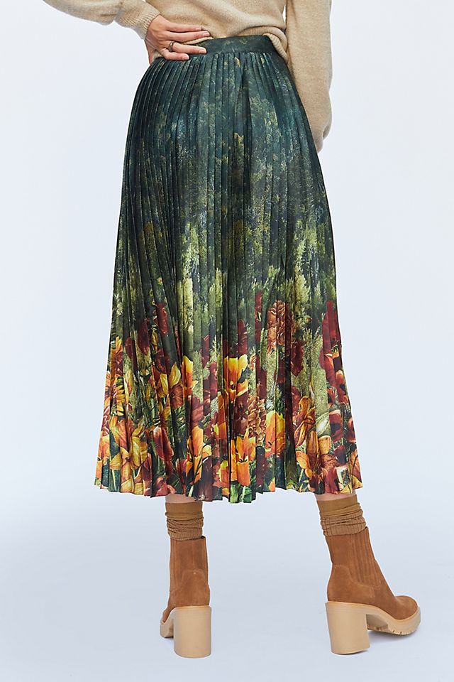 Forest Pleated Midi Skirt