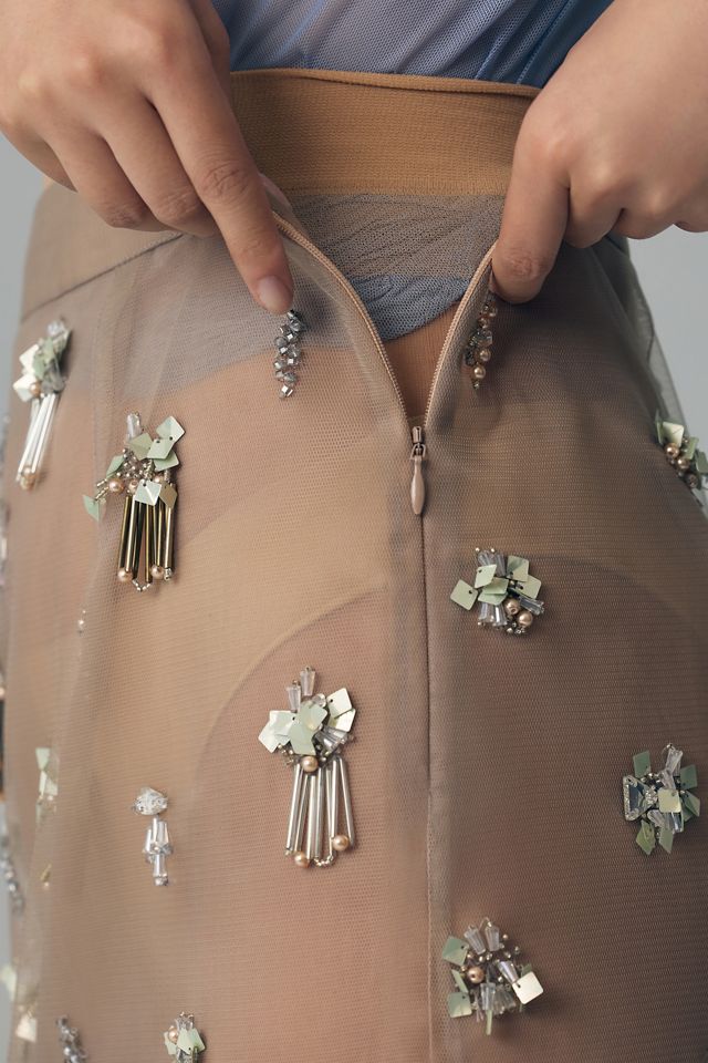 Geisha Designs Sheer Embellished Skirt #1