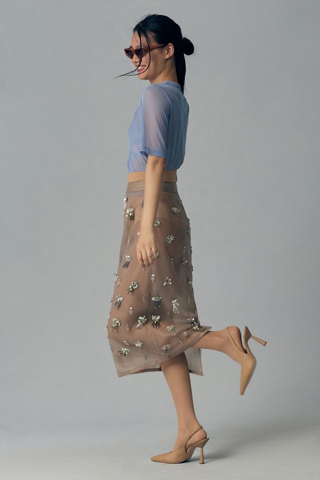 Geisha Designs Sheer Embellished Skirt