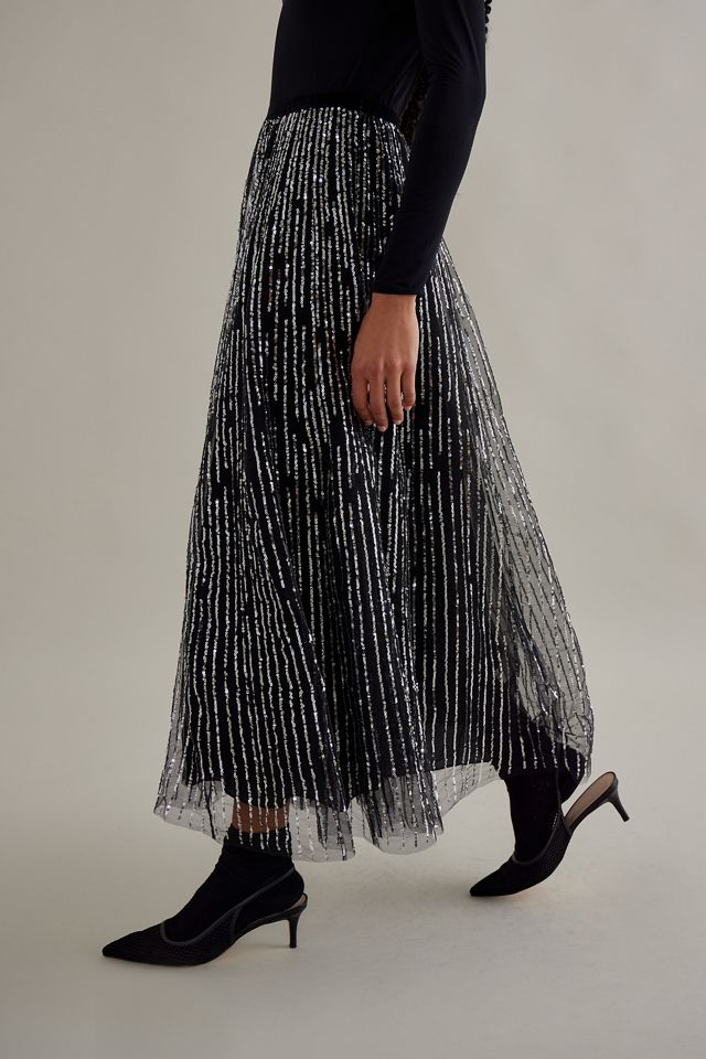Jupe longue en tulle à rayures pailletées #5
