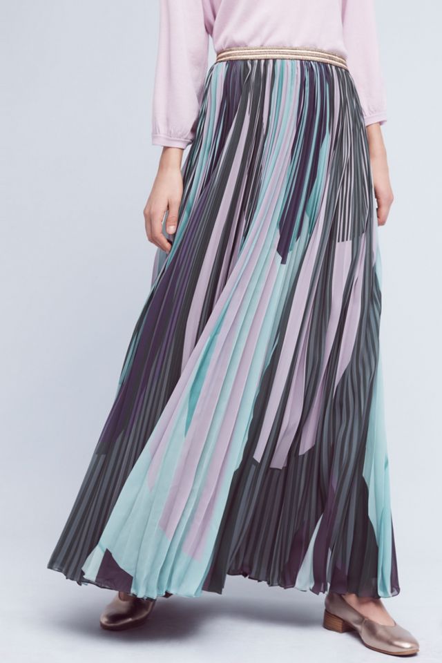 Pleated & Printed Maxi Skirt #1
