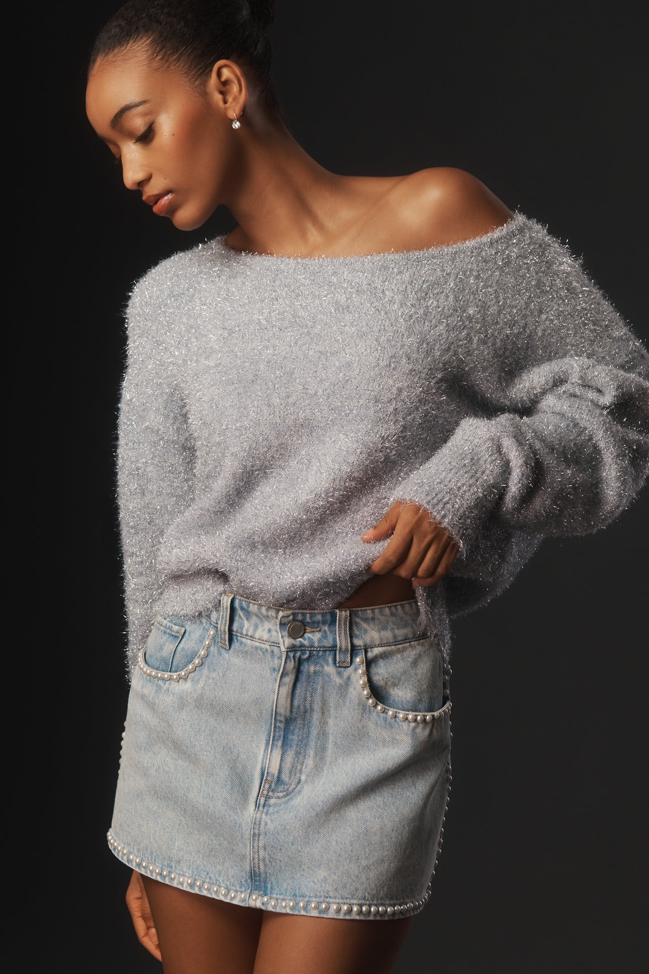 Bl-nk Tie Breaker Denim Mini Skirt