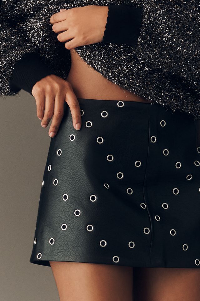 Bl-nk Smart Choice Faux Leather Grommet Mini Skirt #1