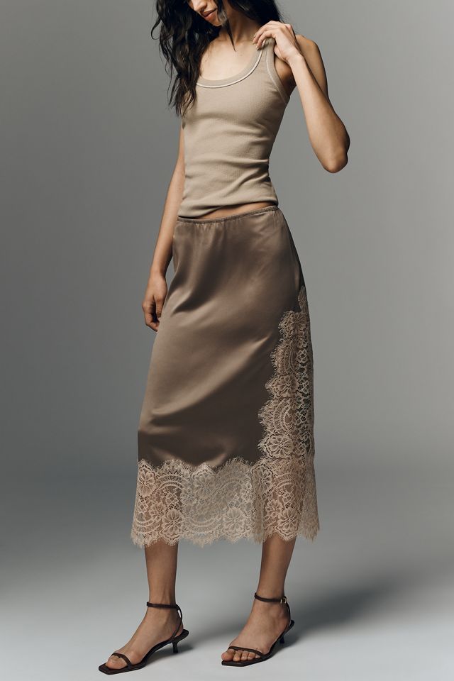 Bl-nk Cinzia Laced Satin Midi Skirt #2