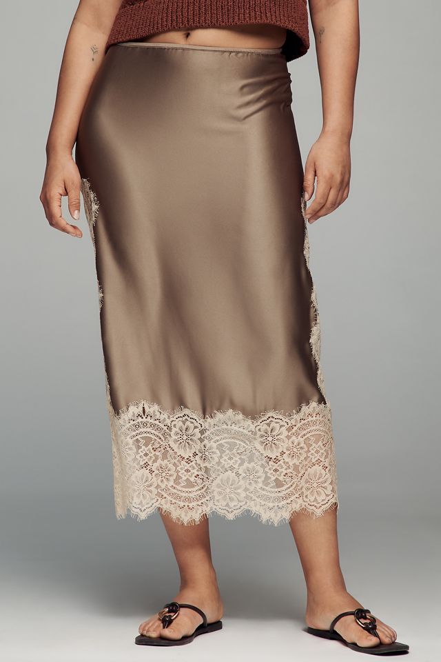 Bl-nk Cinzia Laced Satin Midi Skirt #5