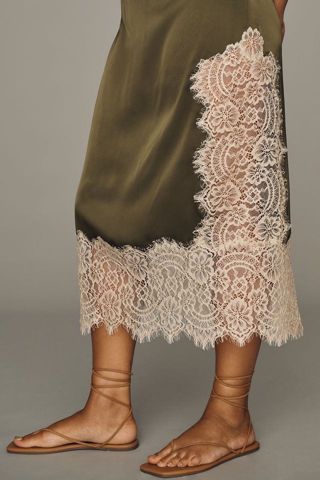 Bl-nk Cinzia Laced Satin Midi Skirt #2