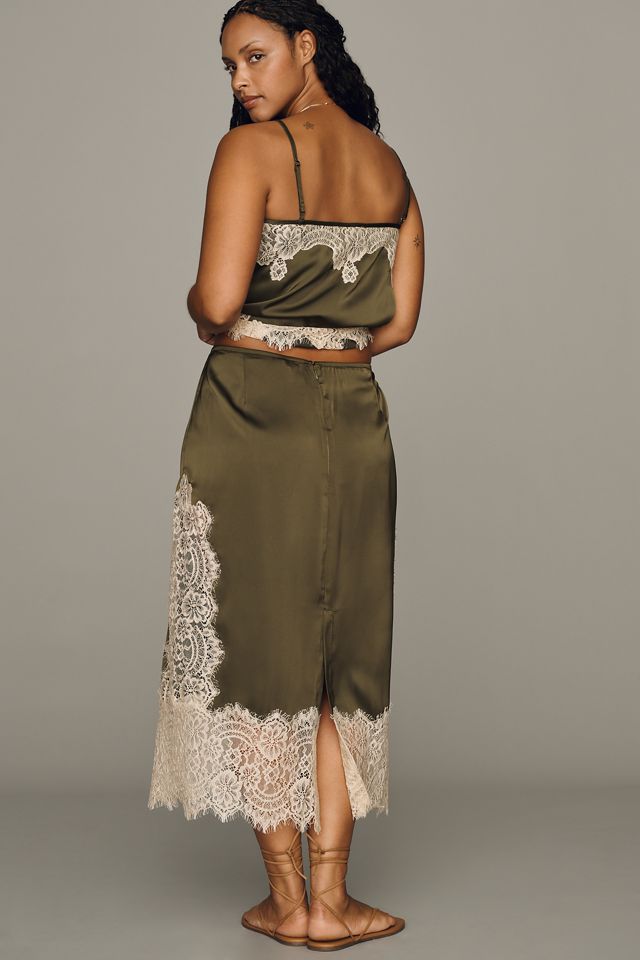 Bl-nk Cinzia Laced Satin Midi Skirt #3