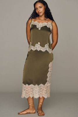 Bl-nk Cinzia Laced Satin Midi Skirt