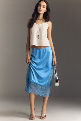 Bl-nk Cinzia Laced Satin Midi Skirt