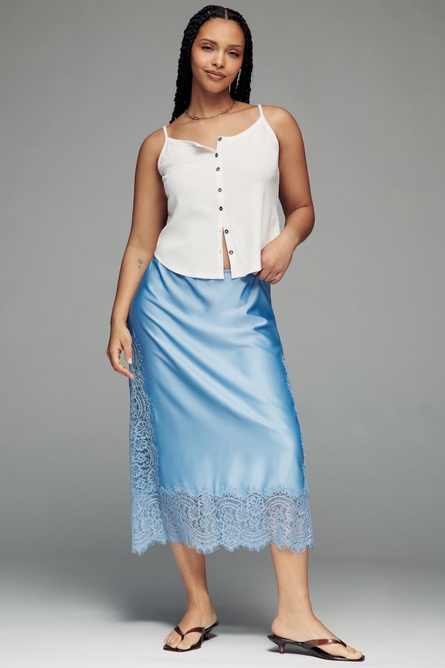 Bl-nk Cinzia Laced Satin Midi Skirt #4