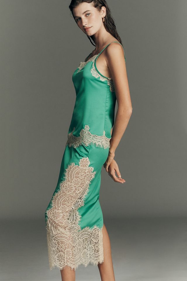 Bl-nk Cinzia Laced Satin Midi Skirt #1