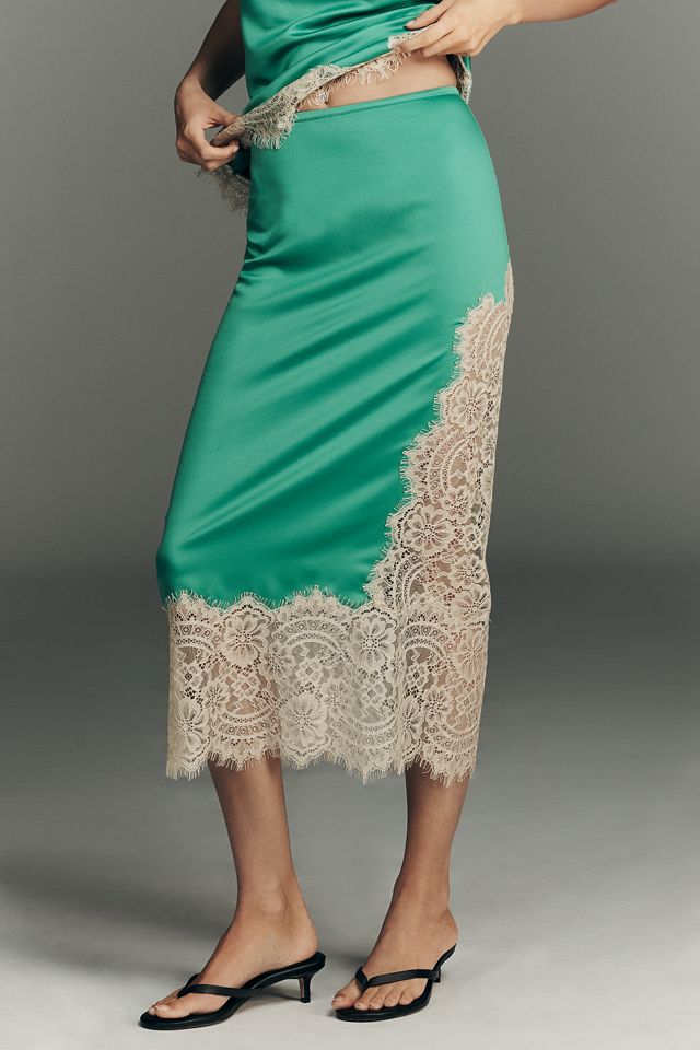 Bl-nk Cinzia Laced Satin Midi Skirt #2