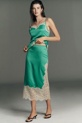 Bl-nk Cinzia Laced Satin Midi Skirt