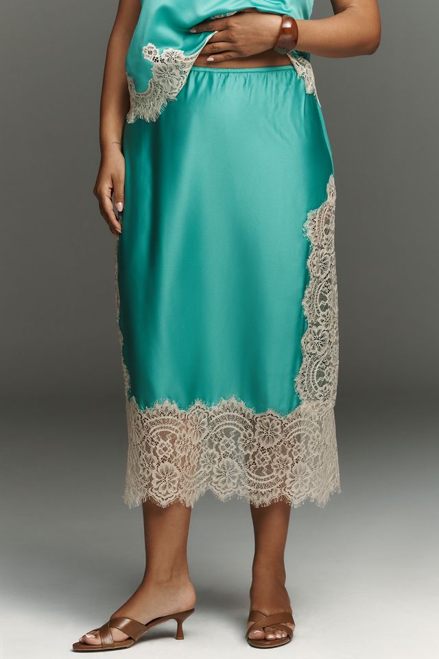Bl-nk Cinzia Laced Satin Midi Skirt #5