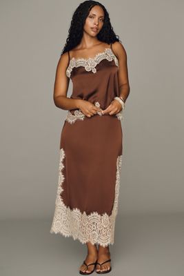 Bl-nk Cinzia Laced Satin Midi Skirt