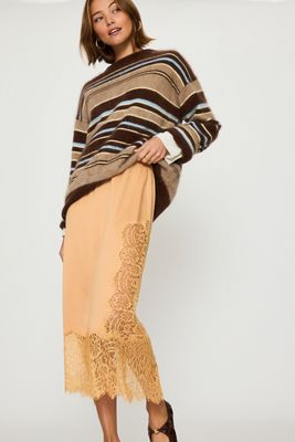 Gonna Midi Millie con Bordo in Pizzo Bl-nk