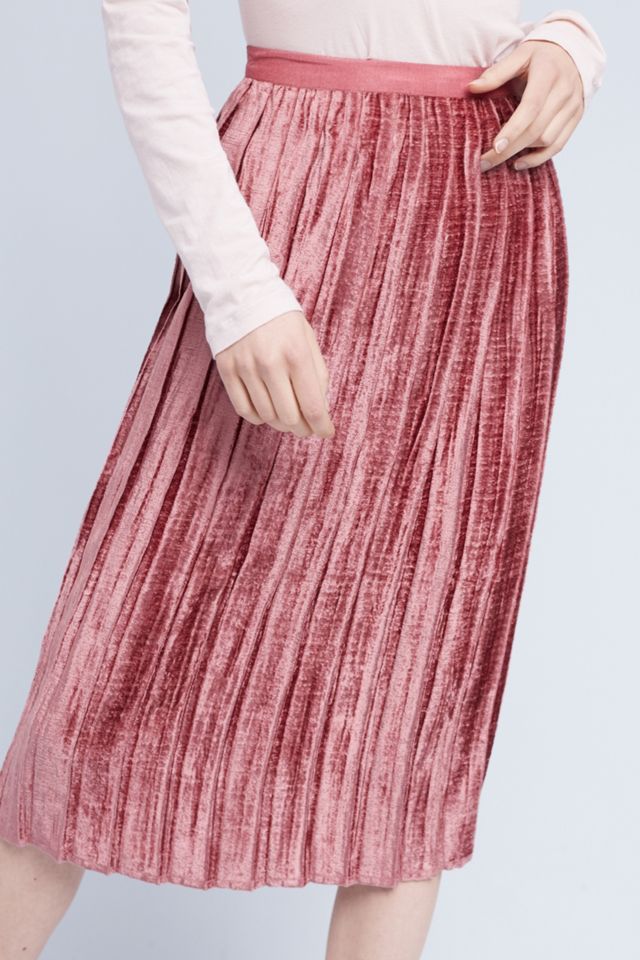 Pleated Velvet Midi Skirt #1