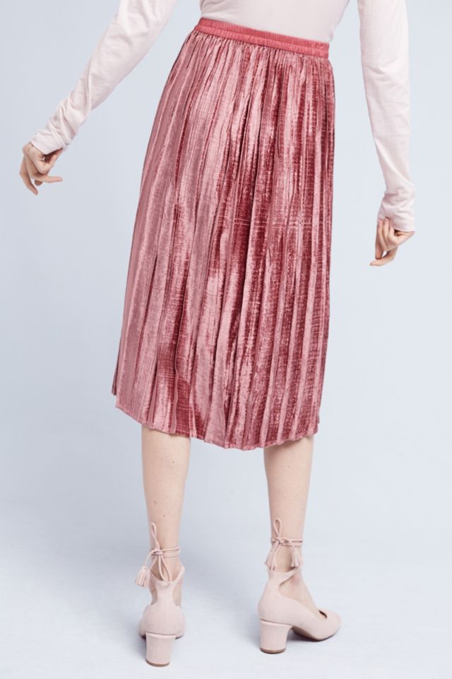 Pleated Velvet Midi Skirt #2