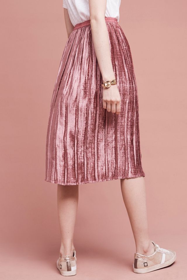 Pleated Velvet Midi Skirt #3