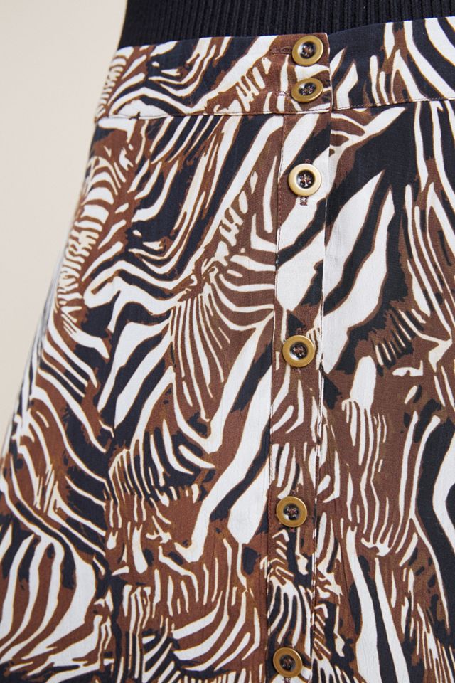 Zebra Button-Front Skirt #1