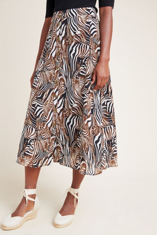 Zebra Button-Front Skirt #2