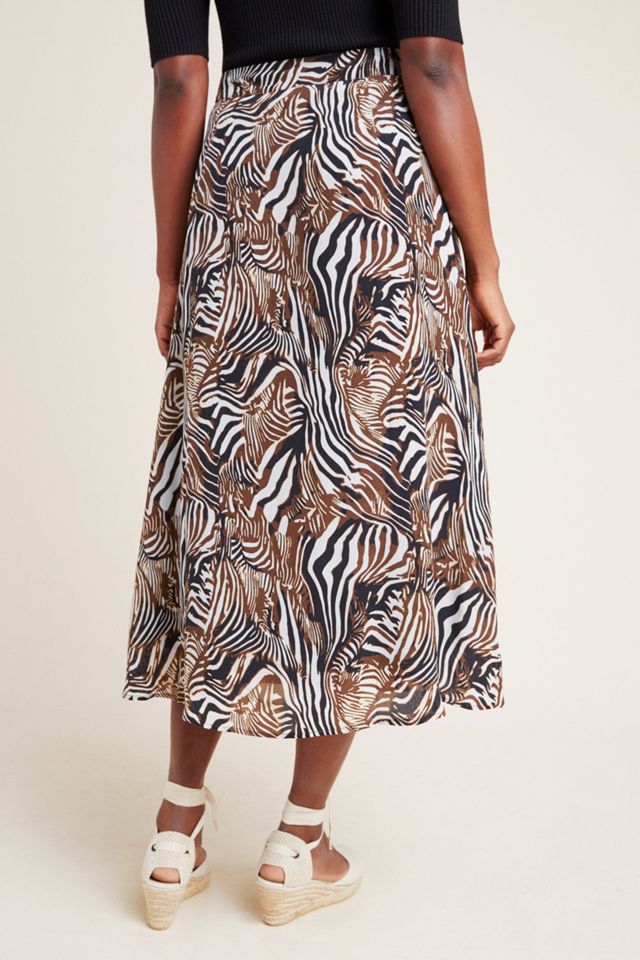 Zebra Button-Front Skirt #4