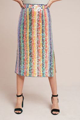 anthropologie metallic skirt