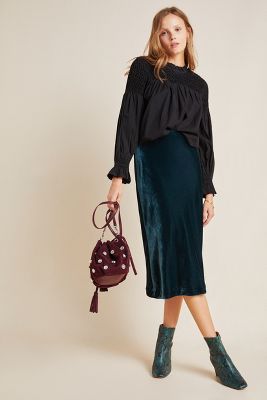 anthropologie velvet skirt