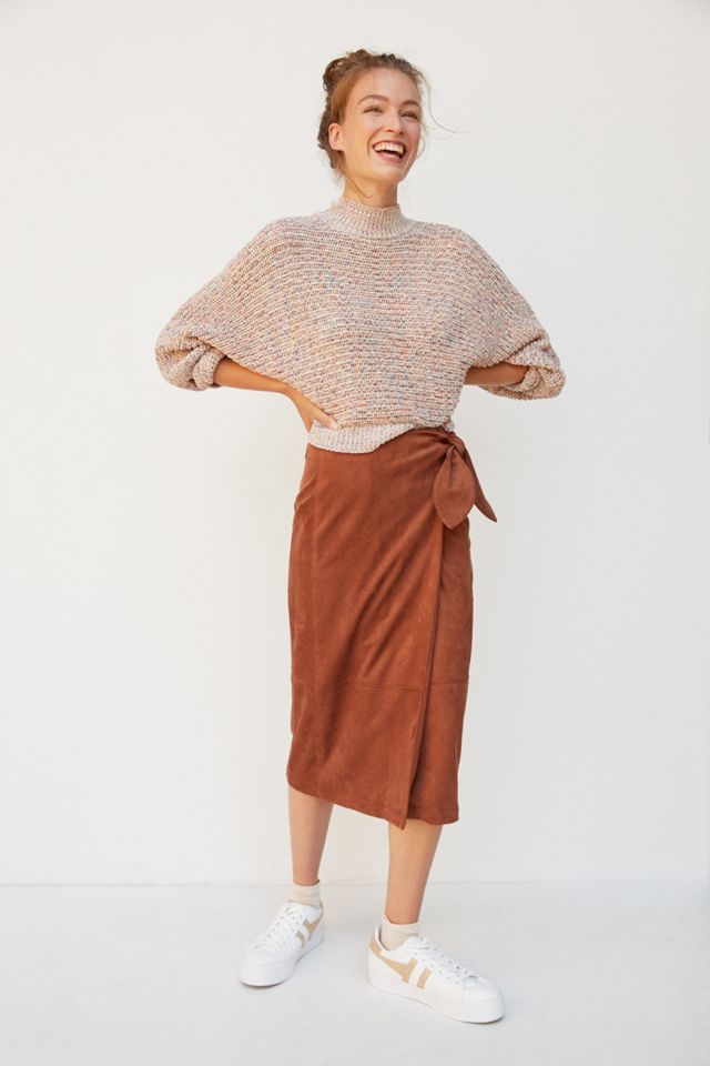 Lauren Sueded Wrap Midi Skirt | Anthropologie