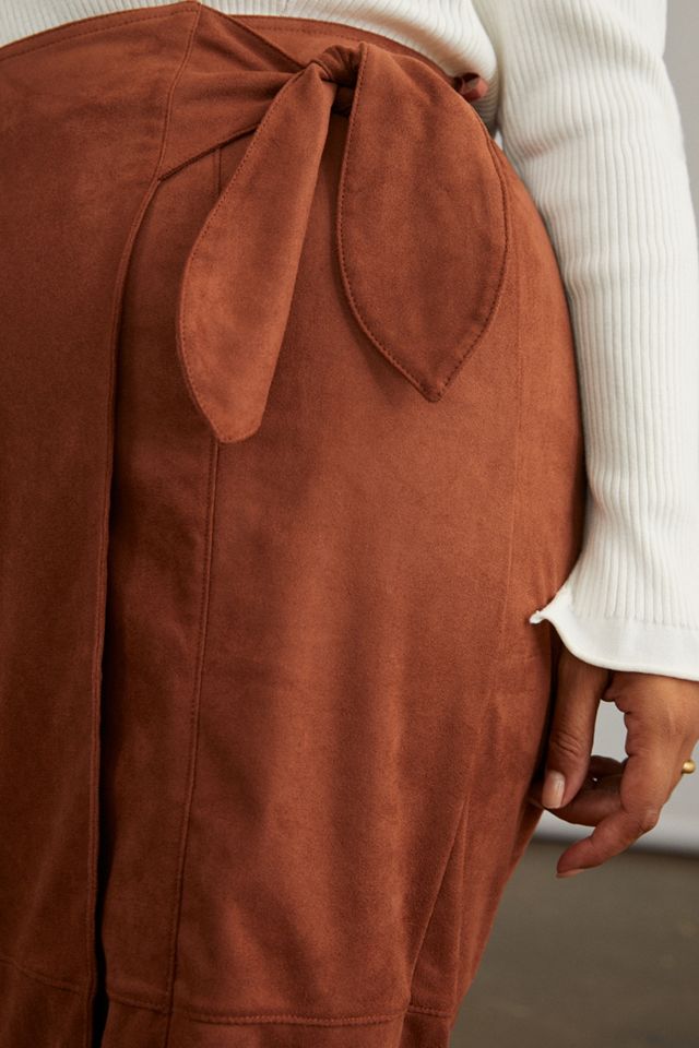 Lauren Sueded Wrap Midi Skirt #6