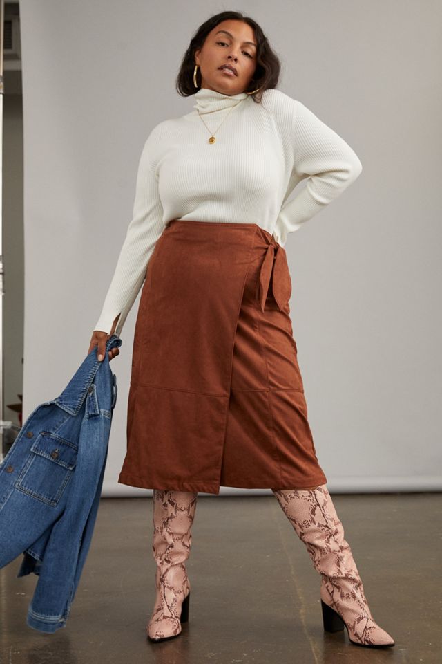 Lauren Sueded Wrap Midi Skirt | Anthropologie