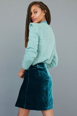 anthropologie velvet skirt