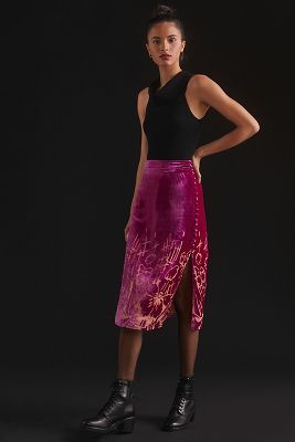 anthropologie velvet skirt