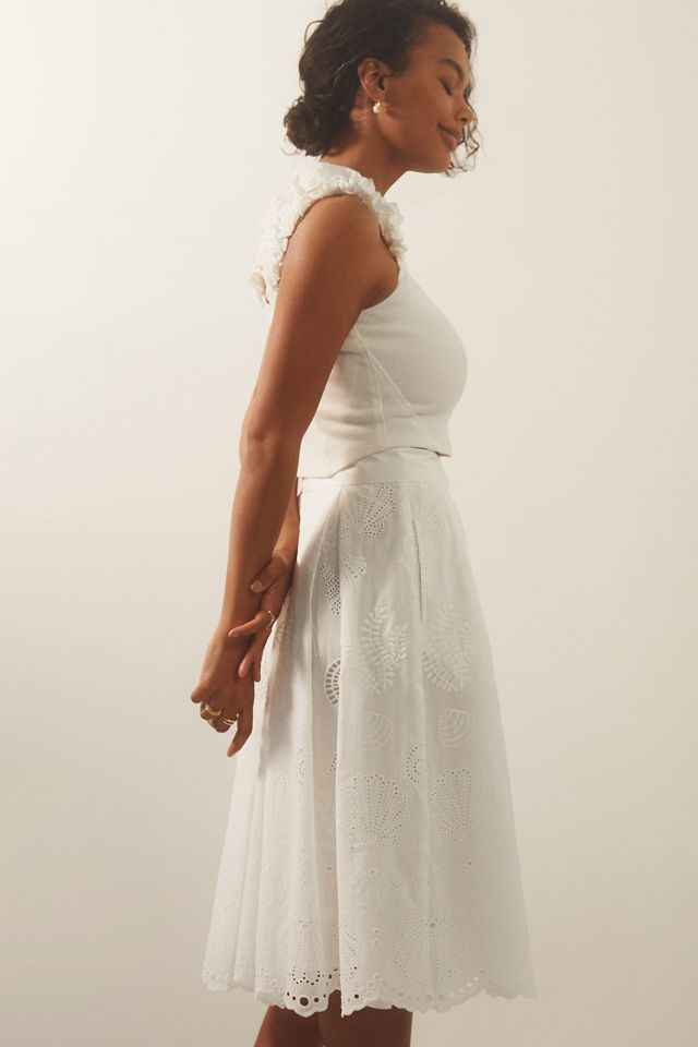Maeve A-Line Eyelet Midi Skirt #3