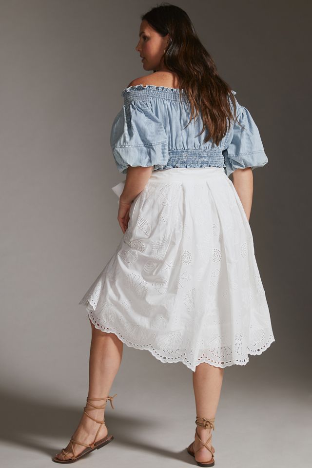 Maeve A-Line Eyelet Midi Skirt #6