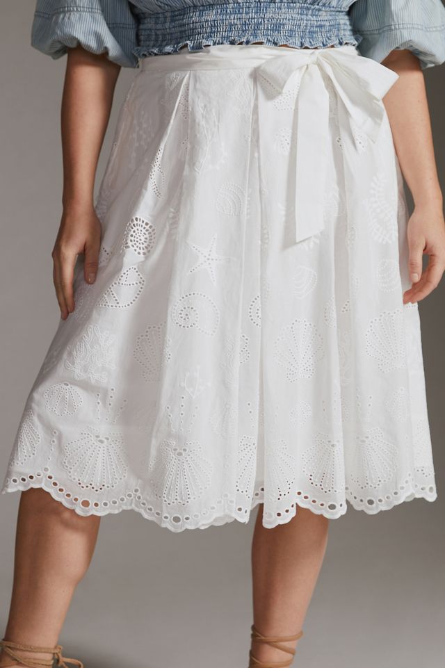 Maeve A-Line Eyelet Midi Skirt #7