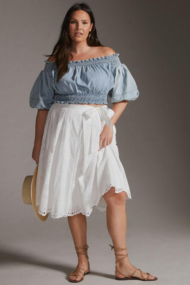 Maeve A-Line Eyelet Midi Skirt #4